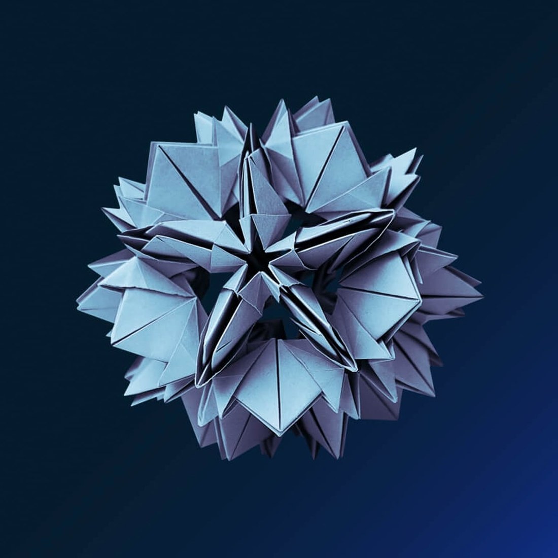 Abstract faceted geometric form representing structured, systematic AI work